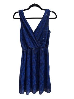 Express Royal Blue Sequin Trim Dress